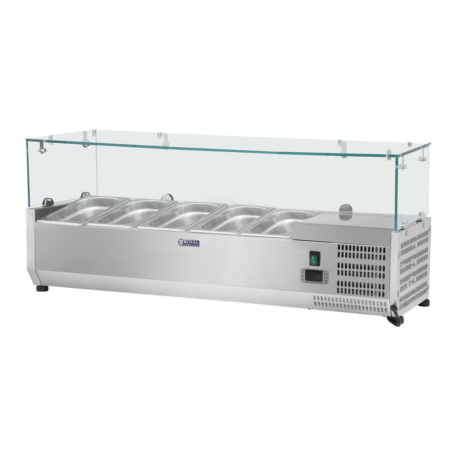 Saladette à poser - 120 x 33 cm - Couvercle en verre